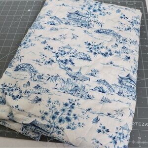 Blue and White Toile viscose linen fabric, 3 yards